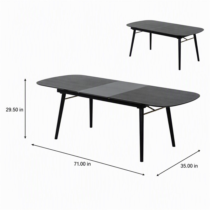 Pemberly Row Addax Solid Wood Extendable Dining Table in Black