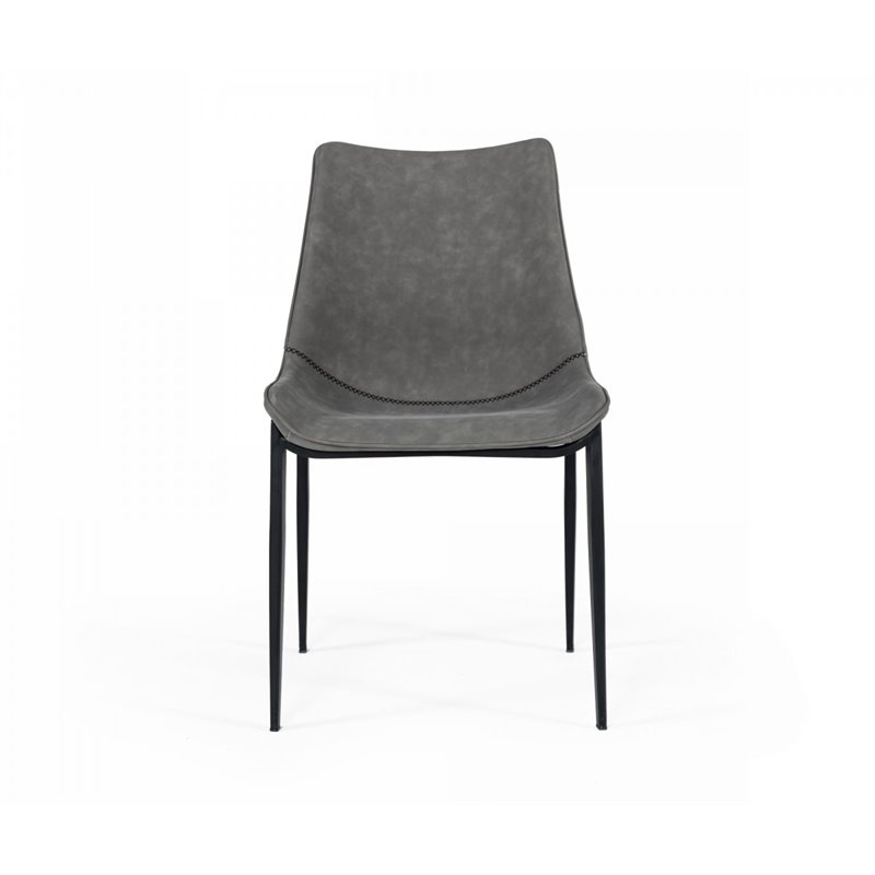Pemberly Row Eco-Leather and Metal Dining Chairs in Gray (Set of 2)