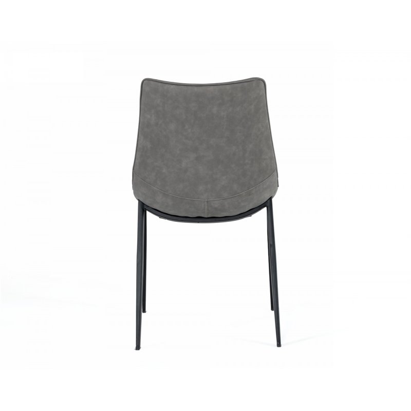 Pemberly Row Eco-Leather and Metal Dining Chairs in Gray (Set of 2)