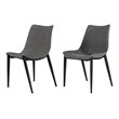 Pemberly Row Eco-Leather and Metal Dining Chairs in Gray (Set of 2)