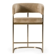 Pemberly Row Modern Brown Fabric and Antique Brass Counter Chair