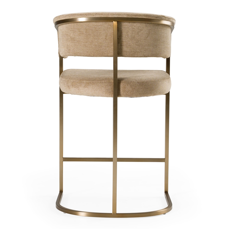 Pemberly Row Modern Brown Fabric and Antique Brass Counter Chair
