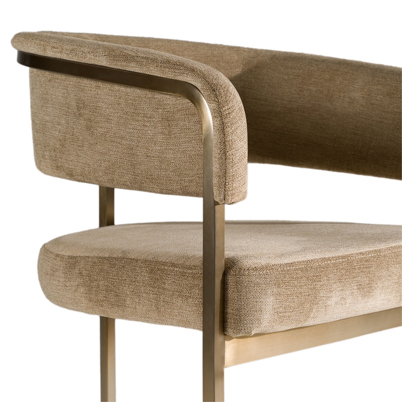 Pemberly Row Modern Brown Fabric and Antique Brass Counter Chair