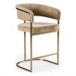 Pemberly Row Modern Brown Fabric and Antique Brass Counter Chair