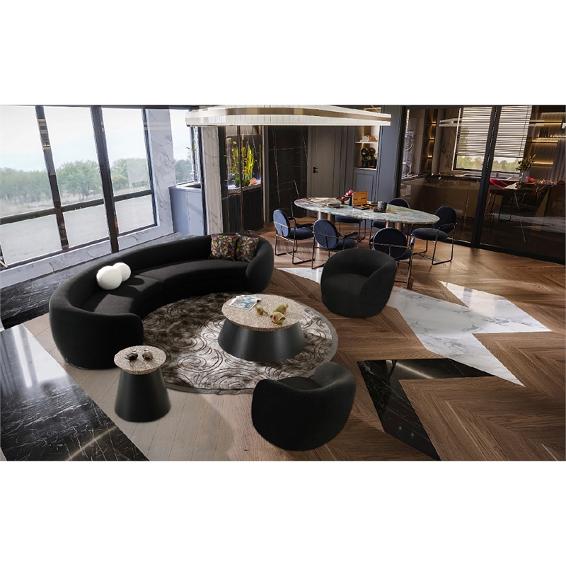 Pemberly Row Modern Black Fabric Accent Chair with Pine Wood Frame