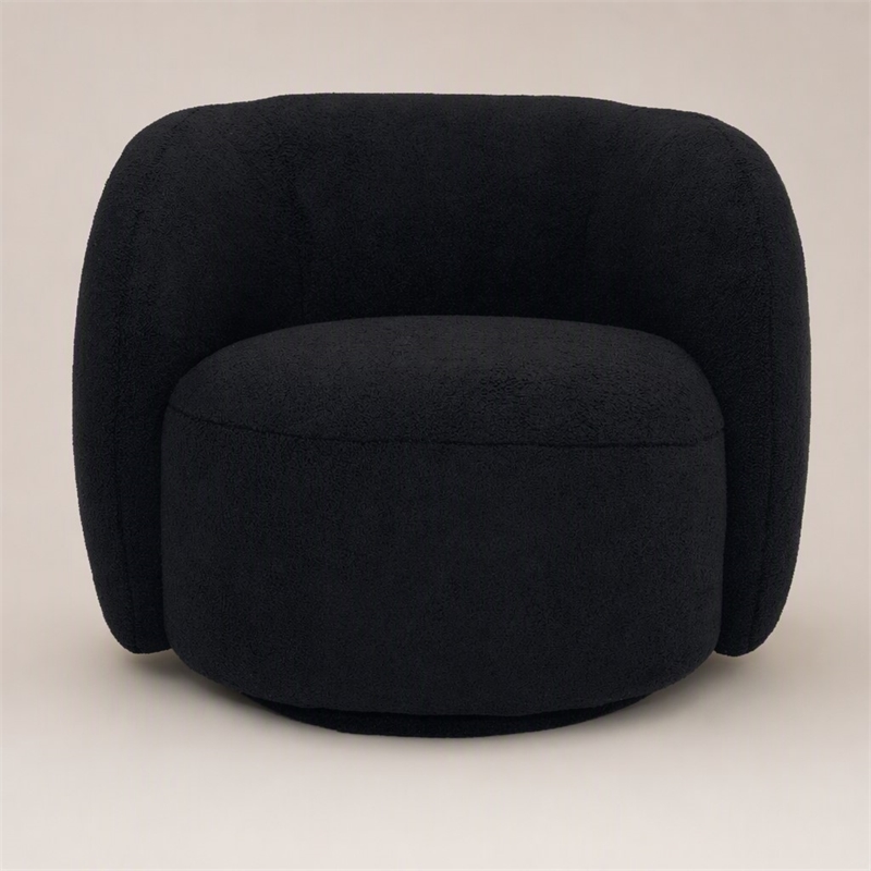 Pemberly Row Modern Black Fabric Accent Chair with Pine Wood Frame