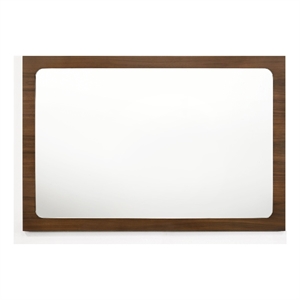 Pemberly Row Modern Rectangular Walnut Mirror in Rubberwood Veneer