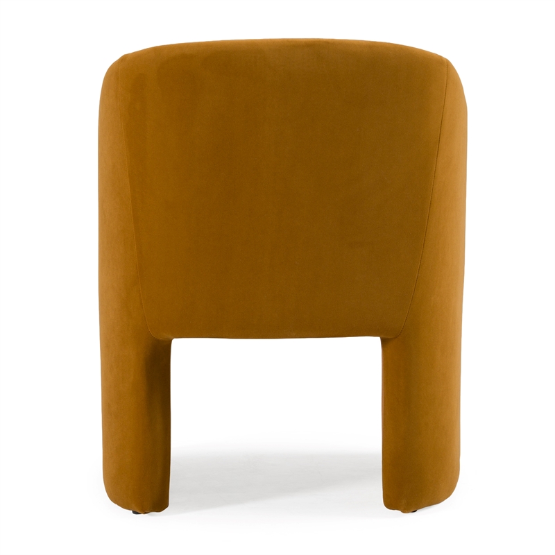 Pemberly Row Modern Burnt Orange Fabric Dining Chair with Cast Iron Legs