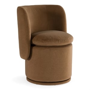 Pemberly Row Modern Swivel Dining Chair in Vesper Tobacco Fabric