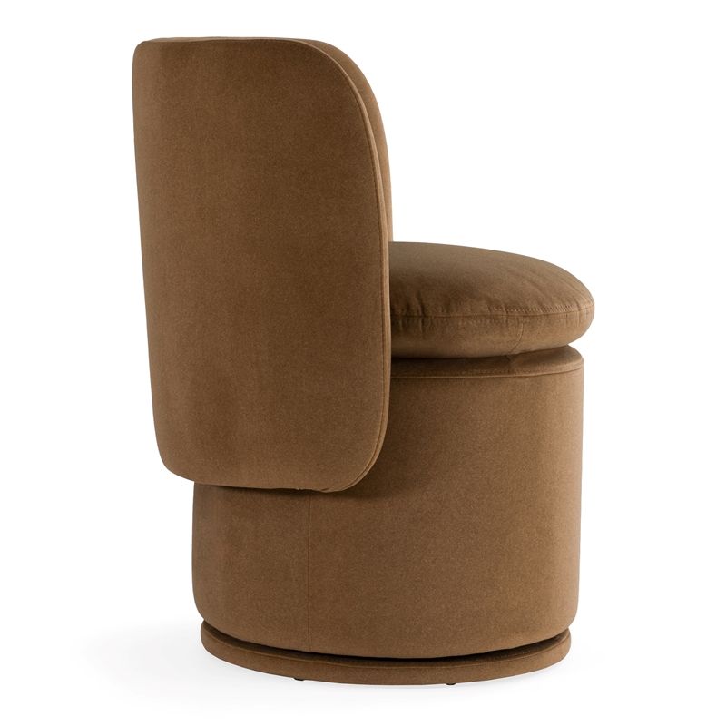 Pemberly Row Modern Swivel Dining Chair in Vesper Tobacco Fabric
