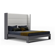 Pemberly Row Heloise Contemporary Vegan Leather King Bed in White and Grey