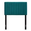 Pemberly Row Velvet Upholstered Twin Headboard with Channel Tufting in Teal