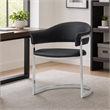 Pemberly Row Black Dining Chair with Steel Base and Faux Leather Seat