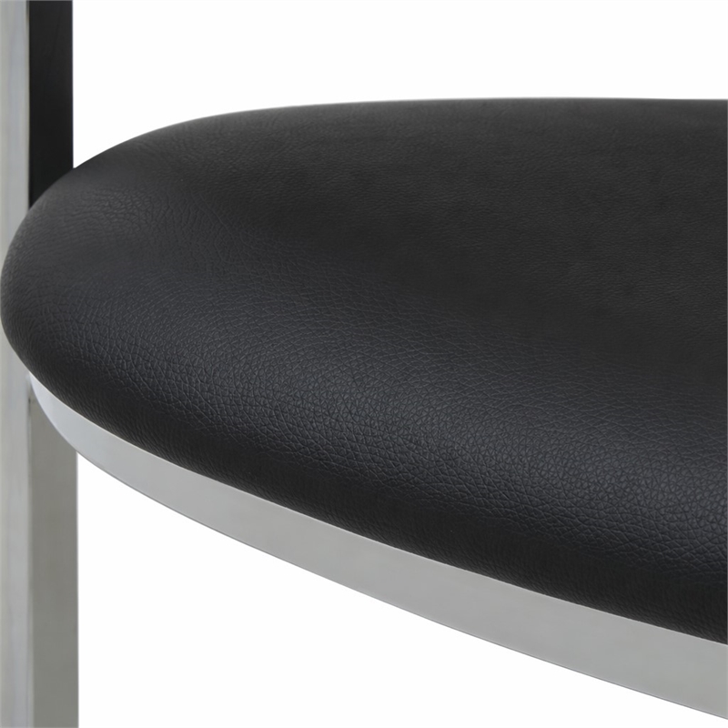 Pemberly Row Black Dining Chair with Steel Base and Faux Leather Seat