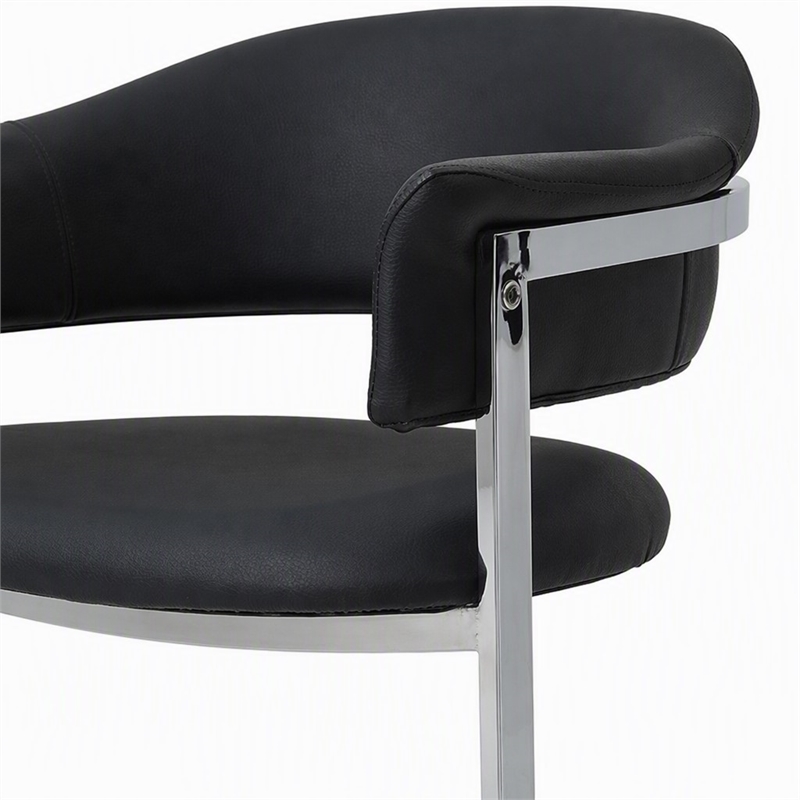 Pemberly Row Black Dining Chair with Steel Base and Faux Leather Seat