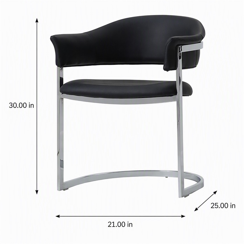 Pemberly Row Black Dining Chair with Steel Base and Faux Leather Seat