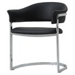 Pemberly Row Black Dining Chair with Steel Base and Faux Leather Seat