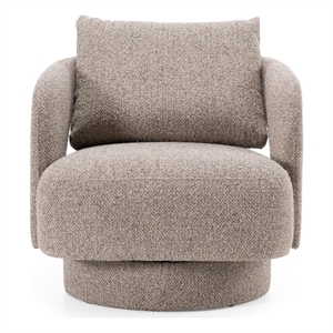 Pemberly Row Brown Polyester Upholstered Accent Chair with Square Arms