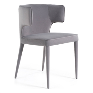 Pemberly Row Gray Velvet Arm Dining Chair with Metal Frame