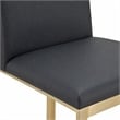 Pemberly Row Modern Dark Grey Vegan Leather Counter Stool with Brass Legs