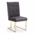 Pemberly Row Grey Tufted Fabric Dining Chairs with Gold Legs (Set of 2)