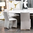 Pemberly Row Set of 2 Grey Dining Chairs with Boucle Fabric and Gold Legs