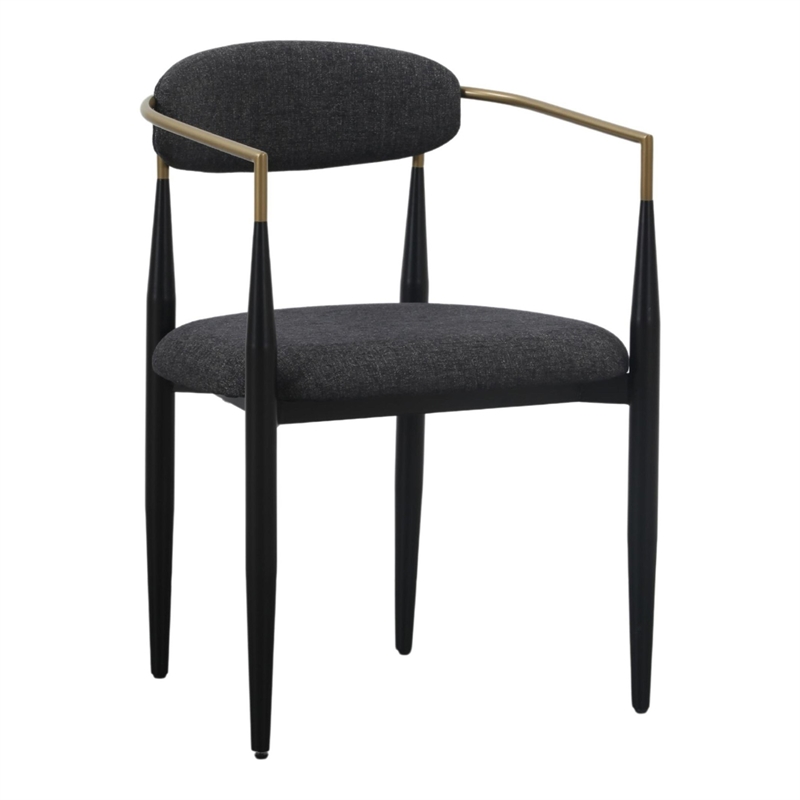 Pemberly Row Mid-Century Modern Dining Chair in Grey and Gold Accents