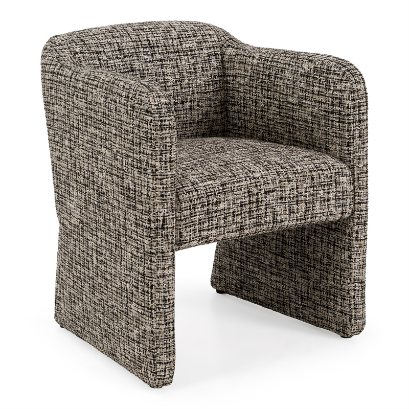 Pemberly Row Modern Beige and Black Fabric Upholstered Dining Arm Chair