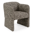 Pemberly Row Modern Beige and Black Fabric Upholstered Dining Arm Chair
