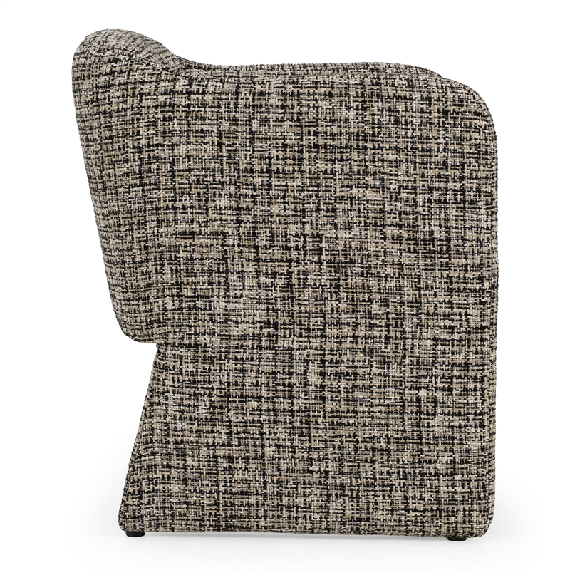 Pemberly Row Modern Beige and Black Fabric Upholstered Dining Arm Chair