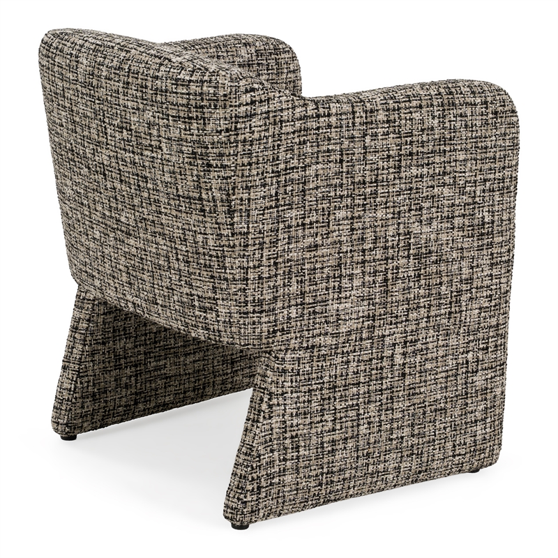 Pemberly Row Modern Beige and Black Fabric Upholstered Dining Arm Chair