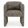 Pemberly Row Modern Beige and Black Fabric Upholstered Dining Arm Chair