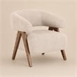 Pemberly Row Mid-Century Modern Beige Fabric Accent Chair with Ash Legs