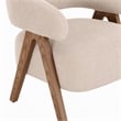 Pemberly Row Mid-Century Modern Beige Fabric Accent Chair with Ash Legs