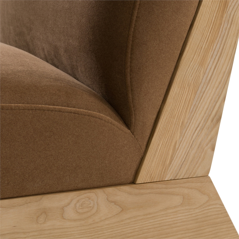 Pemberly Row Modern Brown Accent Chair with Wood Frame and Fabric Upholstery