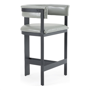 Pemberly Row Modern Grey Faux Leather Counter Chair with Black Frame