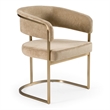 Pemberly Row Modern Dining Chair in Brown Fabric and Antique Brass