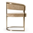 Pemberly Row Modern Dining Chair in Brown Fabric and Antique Brass