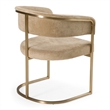Pemberly Row Modern Dining Chair in Brown Fabric and Antique Brass