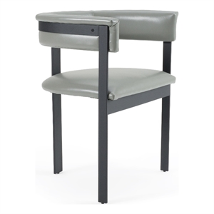 Pemberly Row Modern Grey Faux Leather Dining Chair with Black Metal Frame