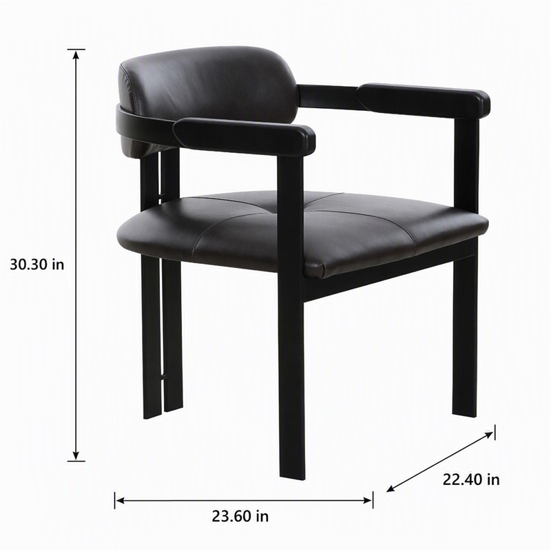 Pemberly Row Modern Dark Brown Leather Dining Chair with Foam Seat