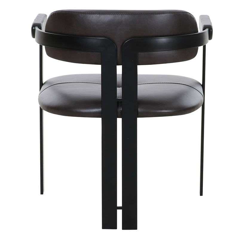 Pemberly Row Modern Dark Brown Leather Dining Chair with Foam Seat