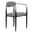 Pemberly Row Mid-Century Modern Grey Fabric Dining Armchair with Gold Arms