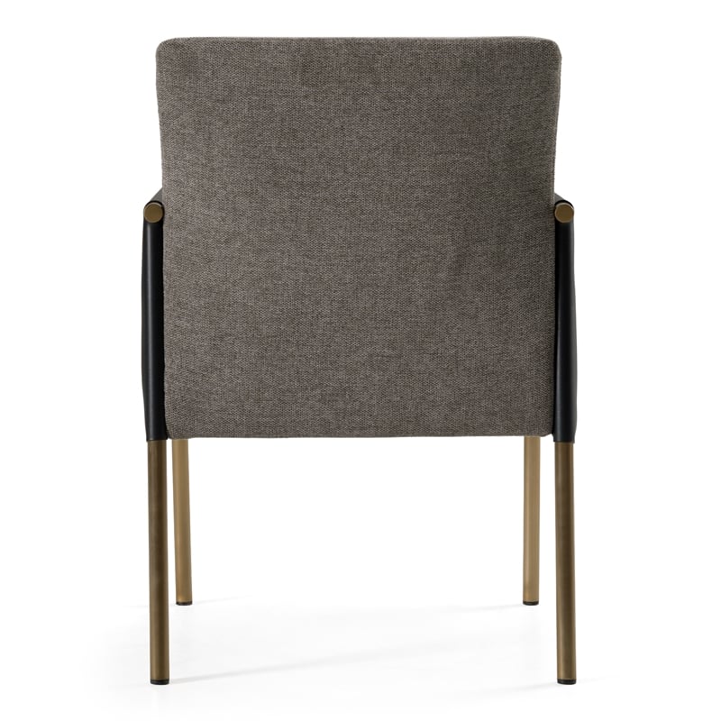 Pemberly Row Modern Dining Chair with Grey Fabric and Brass Legs