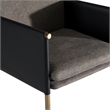 Pemberly Row Modern Dining Chair with Grey Fabric and Brass Legs