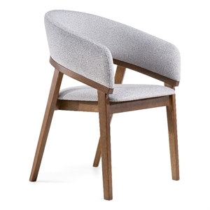 Pemberly Row Mid-Century Dining Chair in Gray Fabric and Walnut Frame