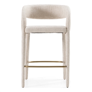 Pemberly Row Modern Ivory Beige Counter Chair with Cast Iron Legs