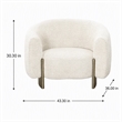 Pemberly Row Antique Brass Accent Chair in Beige Fabric with Round Arms
