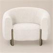 Pemberly Row Antique Brass Accent Chair in Beige Fabric with Round Arms