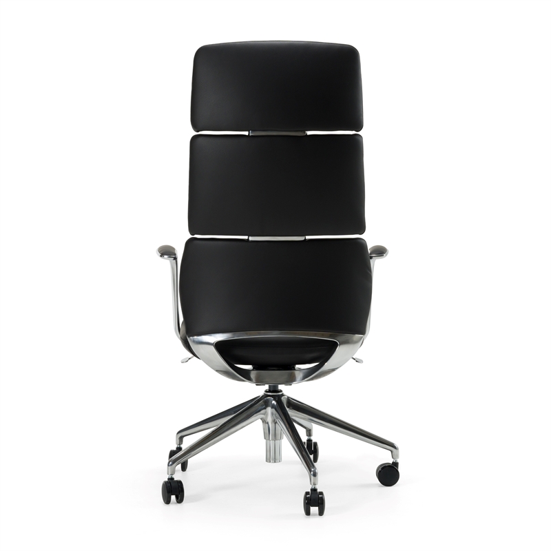 Pemberly Row Modern Black Executive Office Chair in Vegan Leather